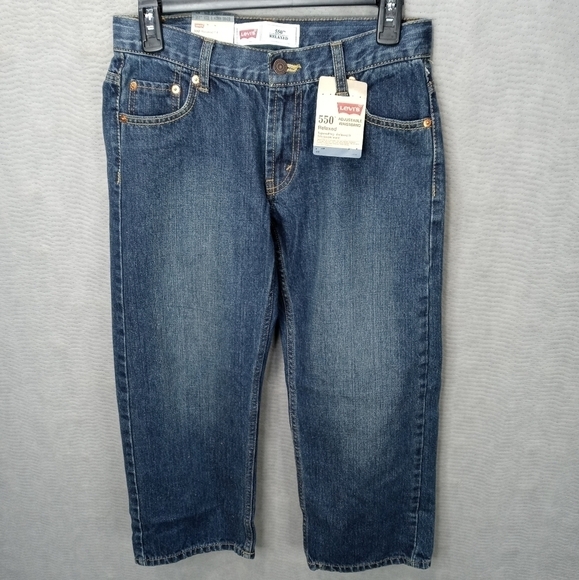 Levi's 550 Boys Jeans Relaxed Fit Tapered Leg adjustable waistband Kids size 8 H - Picture 1 of 7